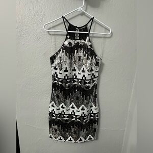 My Michelle Black and White Sequin Mini Dress